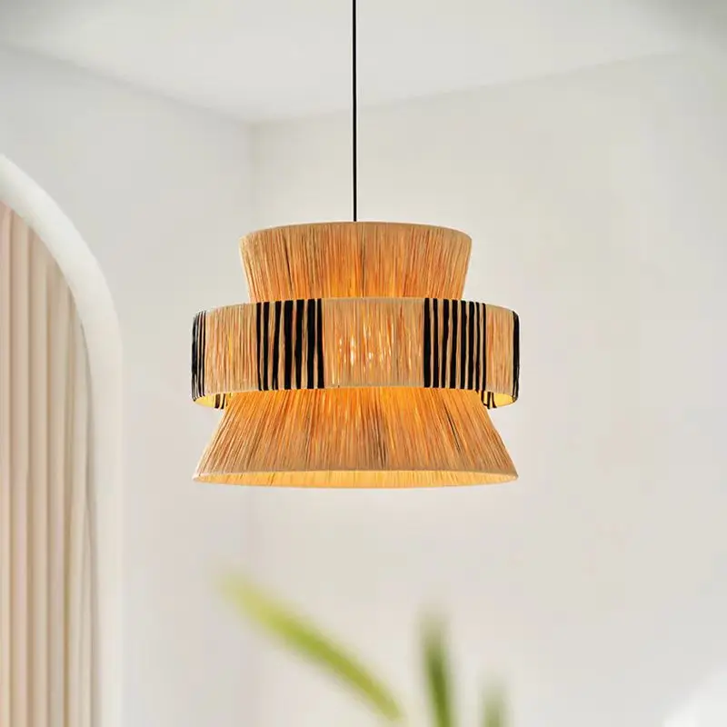 

Hand-woven straw Pendant Light Homestay wabi sabi hanging lamp rattan Art bedroom Japanese Decorative Restaurants farmhouse Lamp
