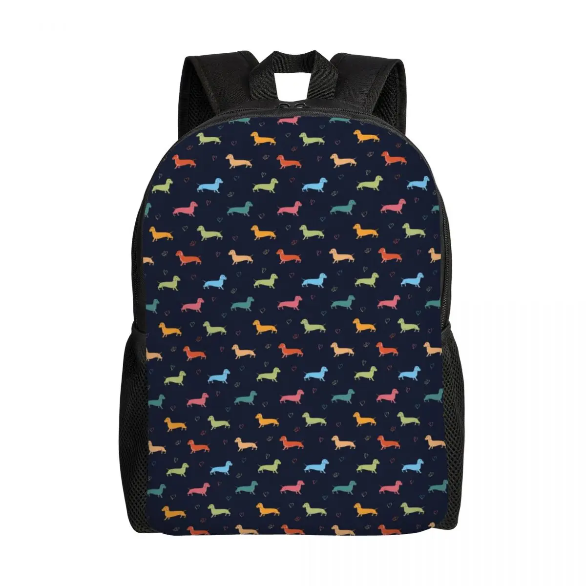 Customized Colorful Dachshund Hearts Travel Backpack Women Men School Computer Bookbag Sausage Dog College Student Daypack Bags