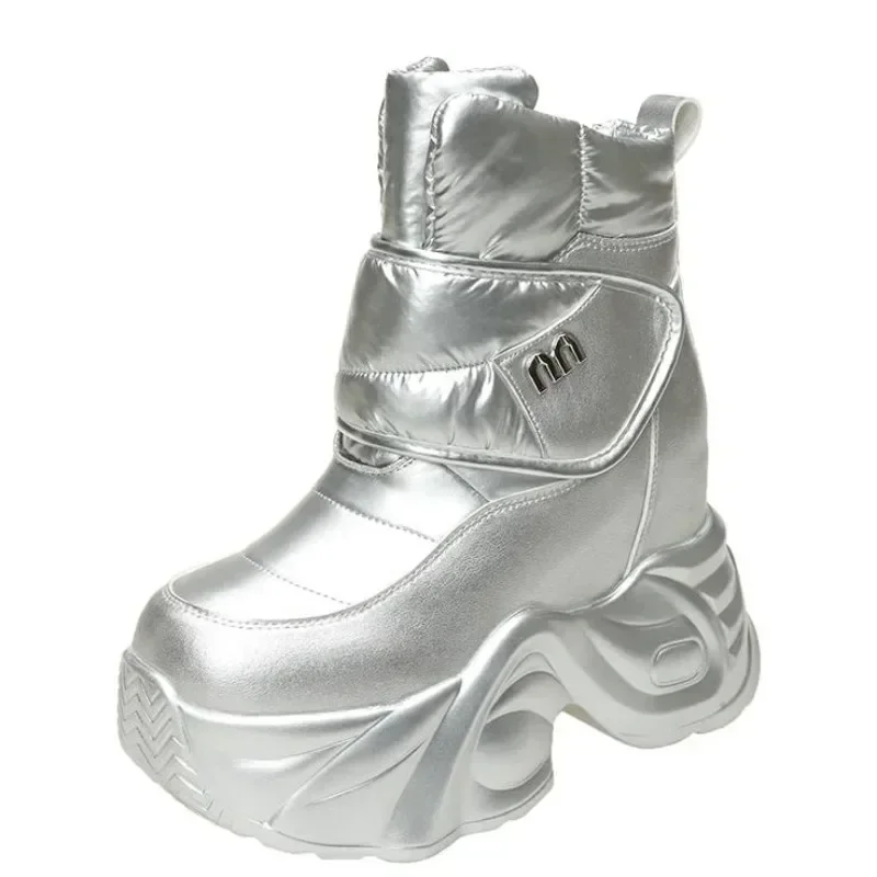 

Зимние женские зимние ботинки на пуху 13 см, сохраняющие тепло, массивные короткие ботинки, уличная плюшевая обувь до середины икры, 2024, нескользящие кроссовки на платформе