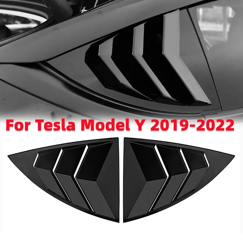 

2Pcs Car Side Window Spoiler Splitter Cover Trim Louver Rear Triangle Window Sunshade For Tesla Model Y 2019-2022