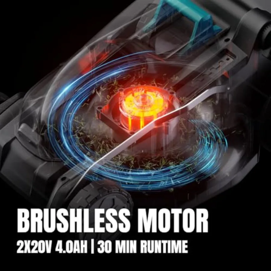 2x20 فولت 18 بوصة اللاسلكي فرش جزازة العشب الكهربائية مع 6 موقف قطع تعديل الارتفاع مثالية لساحة كبيرة Mainte #3