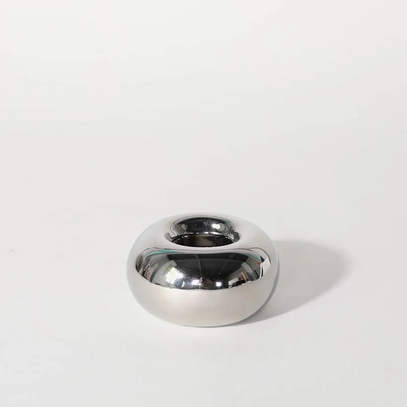 Silver Ceramic Candle Holder Round Doughnut Candlestick Scented Candle Stand Candle Stick Holder Home Decoration Accessories