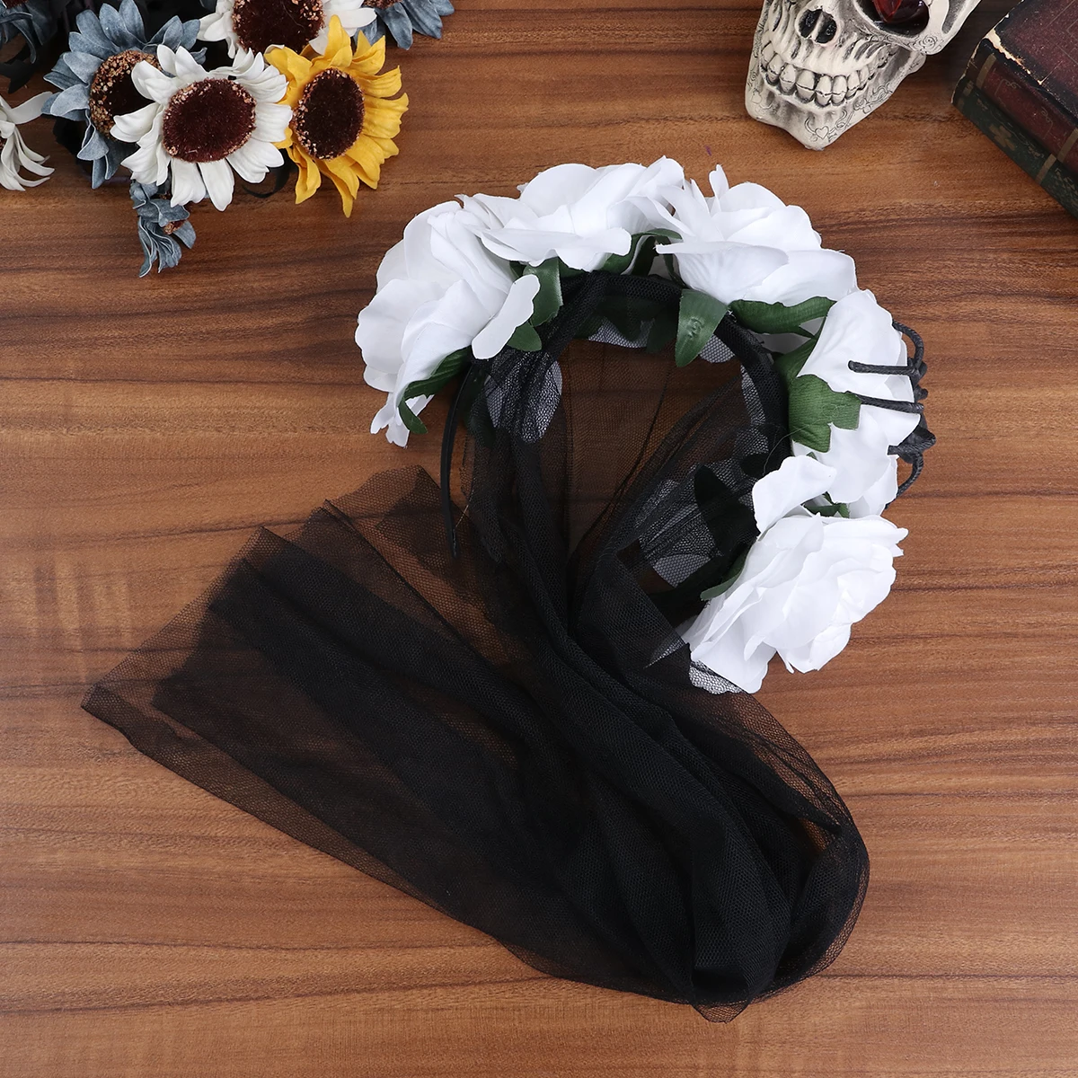 

Halloween Lace Veil Buckle Women Headwear Party Headband Day of Dead Headpiece Hair Accessories Miss
