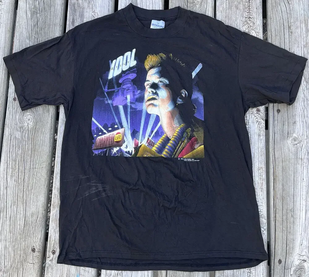 Винтажная рубашка Билли идол L 21x28 Brockum USA 1990 Charmed Life Dates