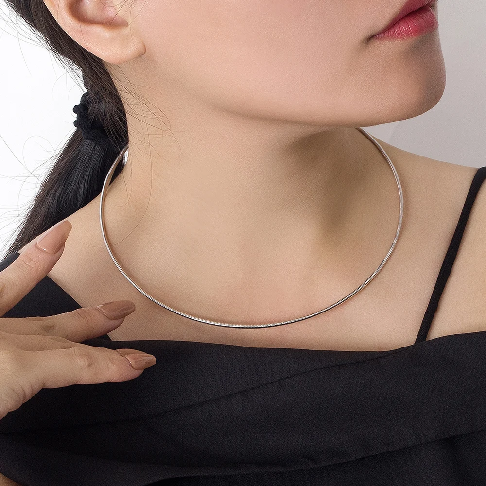 925 Sterling Silver Minimalist Choker Necklace for Women Daily Wear Accessory Chain Simple Elegant Design Party Classic Jewelry