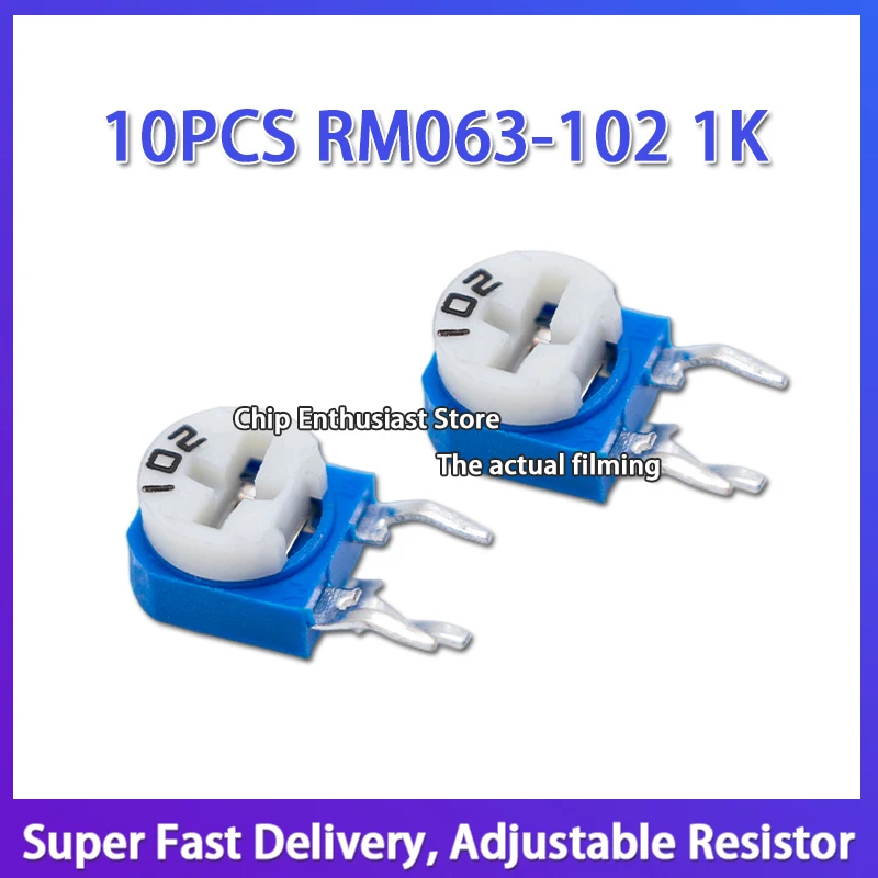 

10PCS RM063-102 1K Horizontal Blue White Adjustable Resistor Plug-In Potentiometer