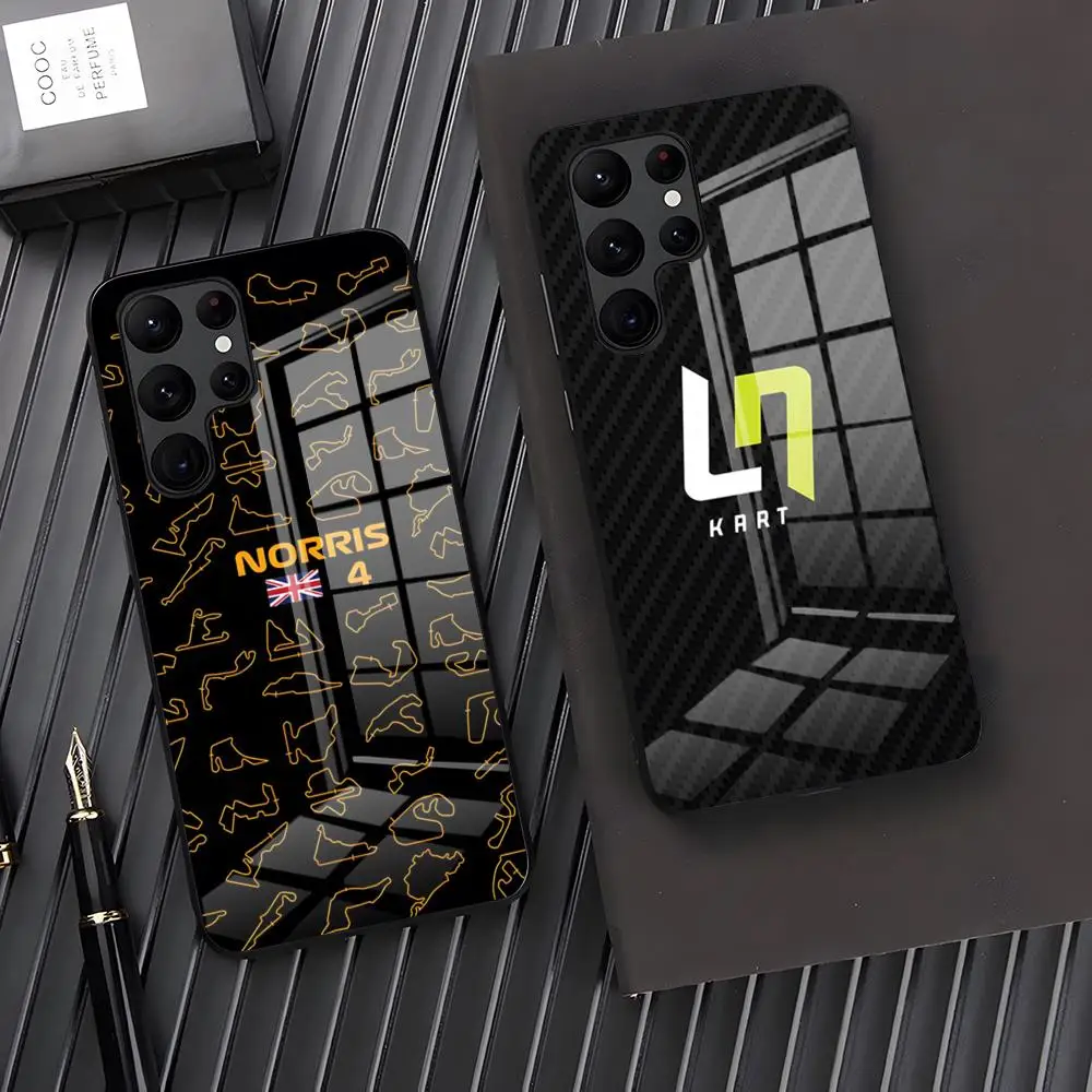 F1 Formula 1 L-Lando Norris Phone Case Potdemiel For Samsung S24 S23 S21 S22 A24 A34 A54 A53 Note 20 Pro Ultra Plus Glass Cover