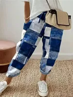 Plus Size 1XL-5XL  Women's Fashion Floral Print Straight Elastic Drawstring Pocket Pants Ladise Casual Versatile Pants