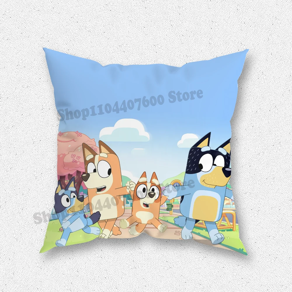 Cute B-Bluey-s D-Dog Cartoon Pillow Case For Home Bedroom Room Decoration Living Room Sofa Cushion Cover Suitable