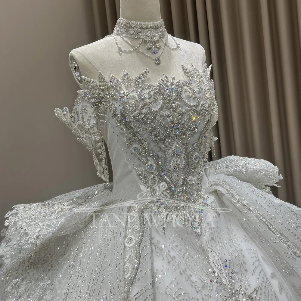 Robes De Mariée Sur Mesure Sweetheart Off Shoulder Lace Up Back Ball Gown Sequined Beading Embroidery Customized Wedding Dress