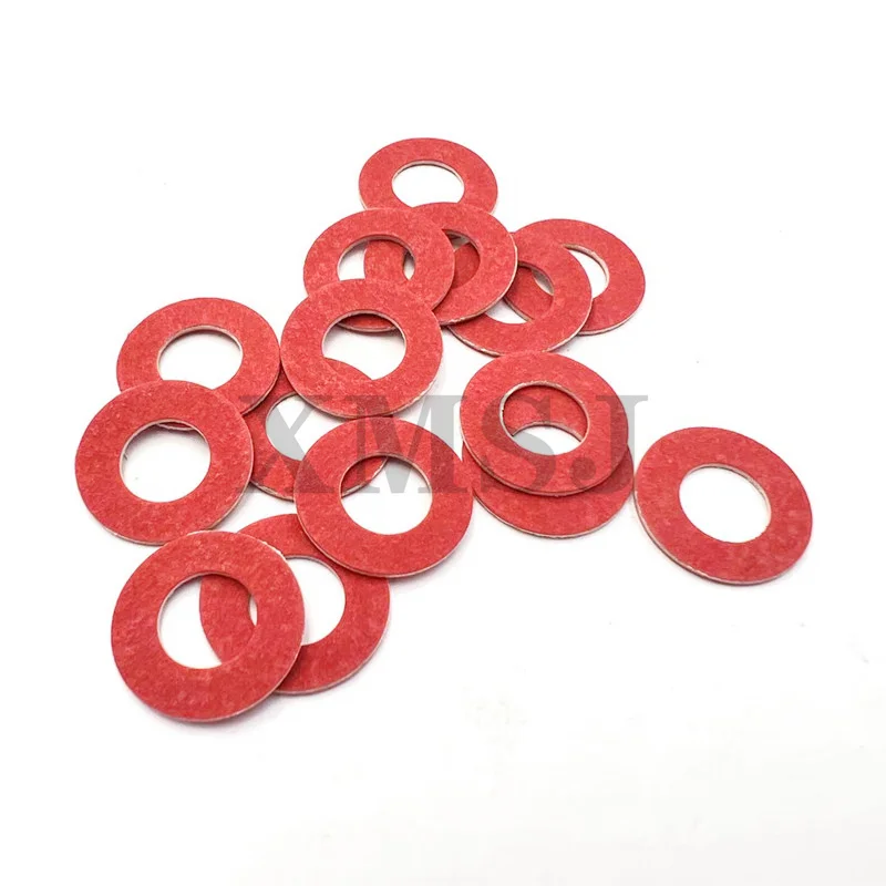 20/100pcs M2 M2.5 M3 M4 M5 M6 M8 M10 M12 M14 M16 Red Steel Paper Insulating Flat Washer Insulation Plain Gasket Pad Ring Spacer