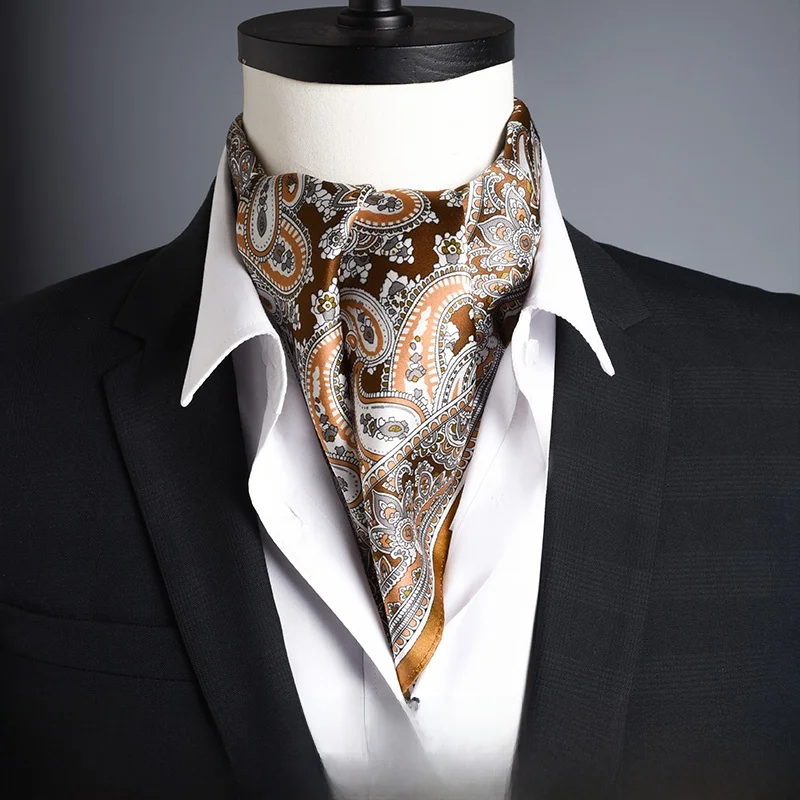 シルクスクエアスカーフメンズネックプロテクションシルクスカーフ薄いスーツスカーフヴィンテージカラーネクタイ杭州シルクビジネスカジュアルアクセサリー