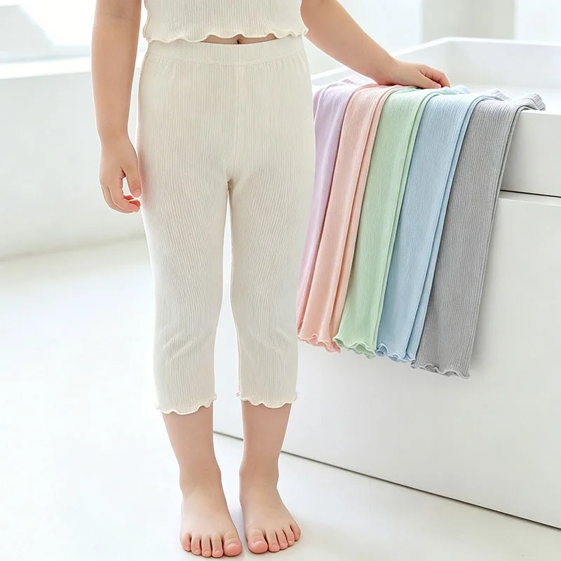 Girl Pants Soft Elastic Modal Cotton Kids Leggings Candy Color Girls Skinny Pants Trousers Solid Color 1-8Y Children‘s Trousers