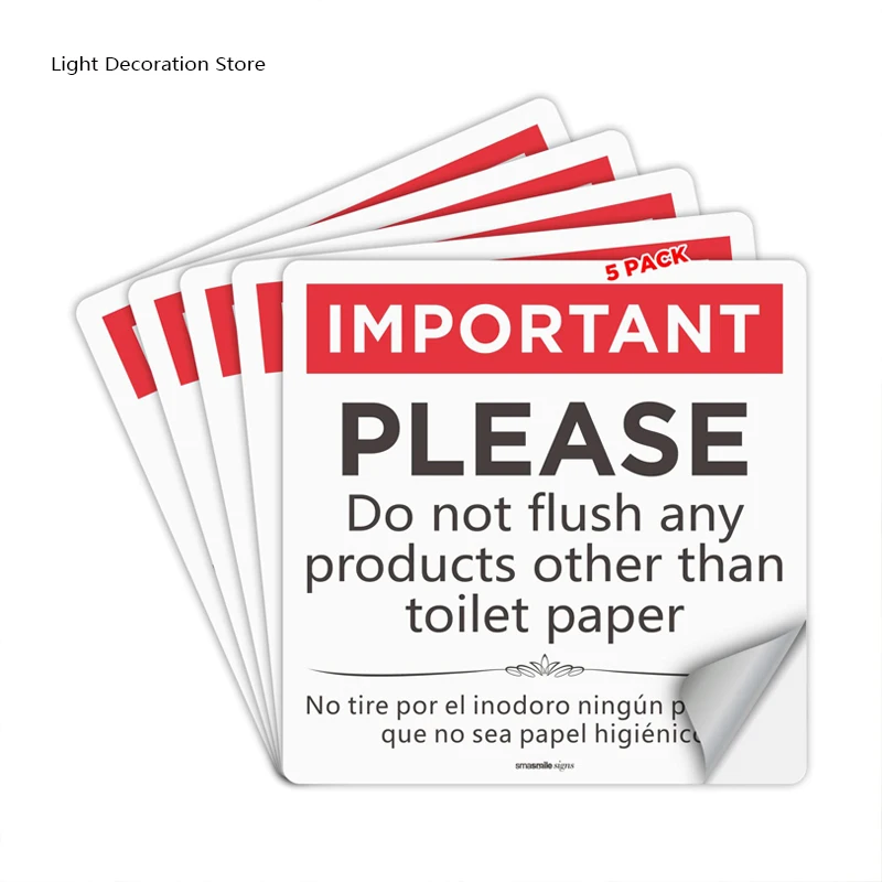 5Pcs Waterproof Please Do Not Flush Sign 6