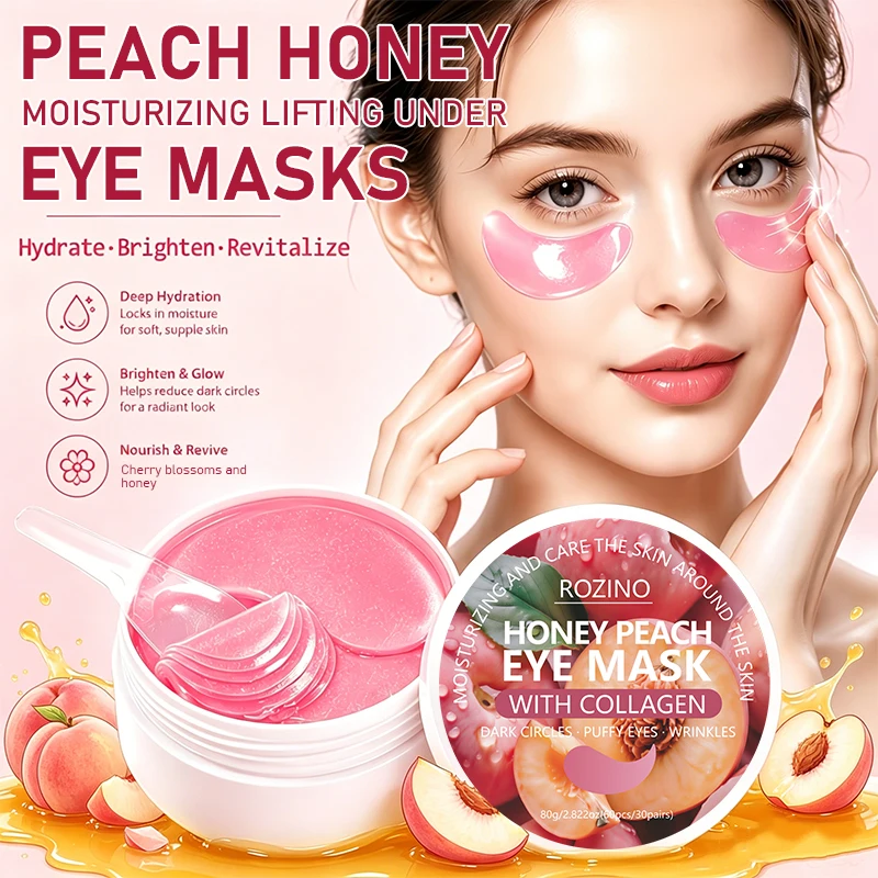 Honey Peach Eye Mask, Intensely Moisturizing, Deeply Nourishing, Makes the Skin Around the Eyes More Delicate and Firm, Gives the Skin Around the Eyes a Radiant Glow, Makes the Skin More Elastic, Bids Farewell to Dryness and Dullness, Eye Care, Eye Mask, Eye Patch