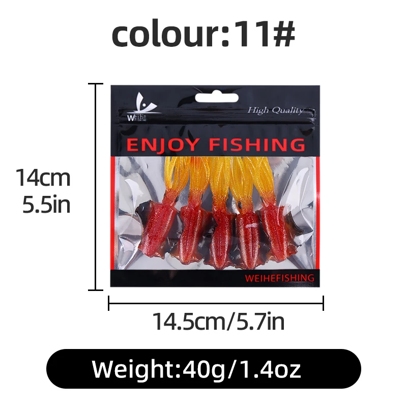 WEIHE 5-teiliges Set Tintenfisch-Köder Mehrfarbige Kleine Tintenfisch- und Oktopus-Köder zum Angeln Sortierte Bunte Achtarmige Tintenfischköder – Detail 19
