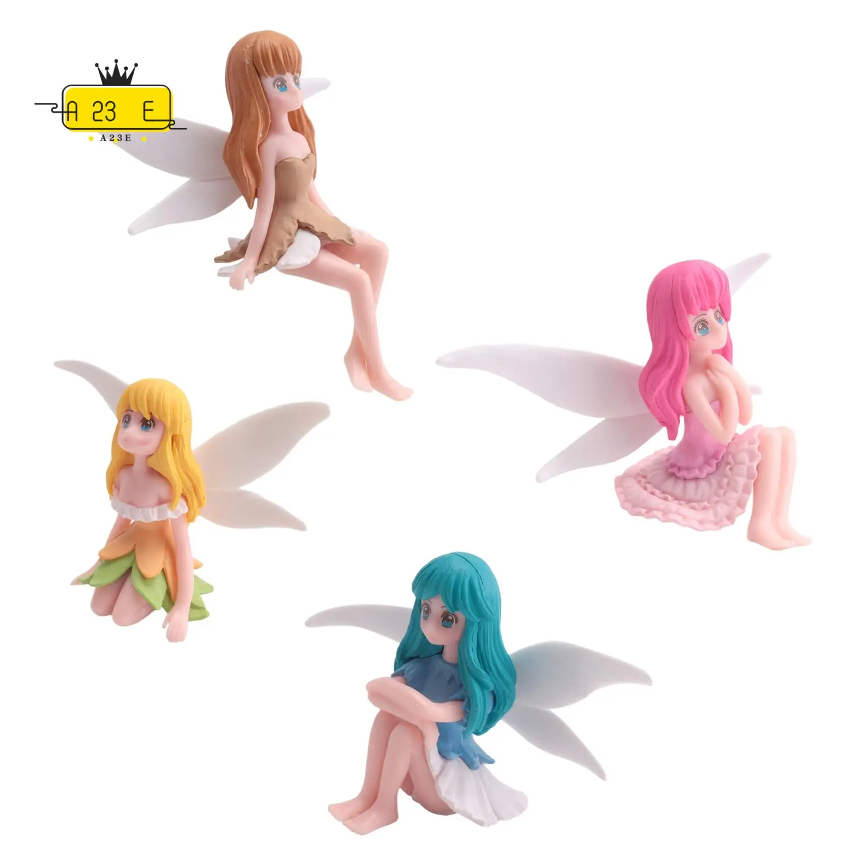 A23E-Miniature Fairy Figurines - 4Pcs Small Flower Fairies Ornaments Resin Mini Fairy Figurines Tiny For Fairy Garden Decor
