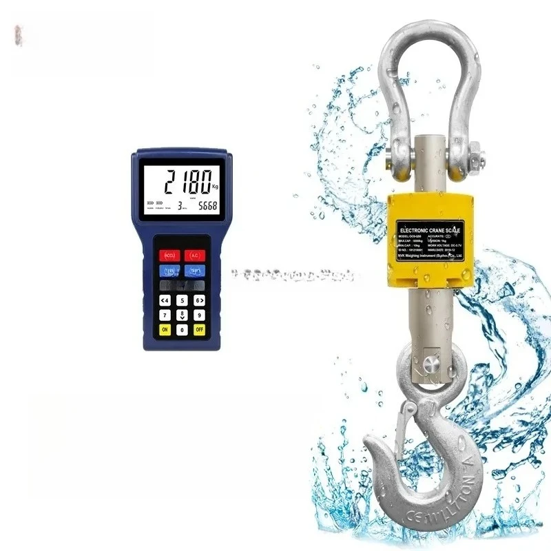 Professional Digital 10T Weighing Scale 1T Hanging Crane Scale Waterproof and Dustproof with High Precision 5000KG Wireless