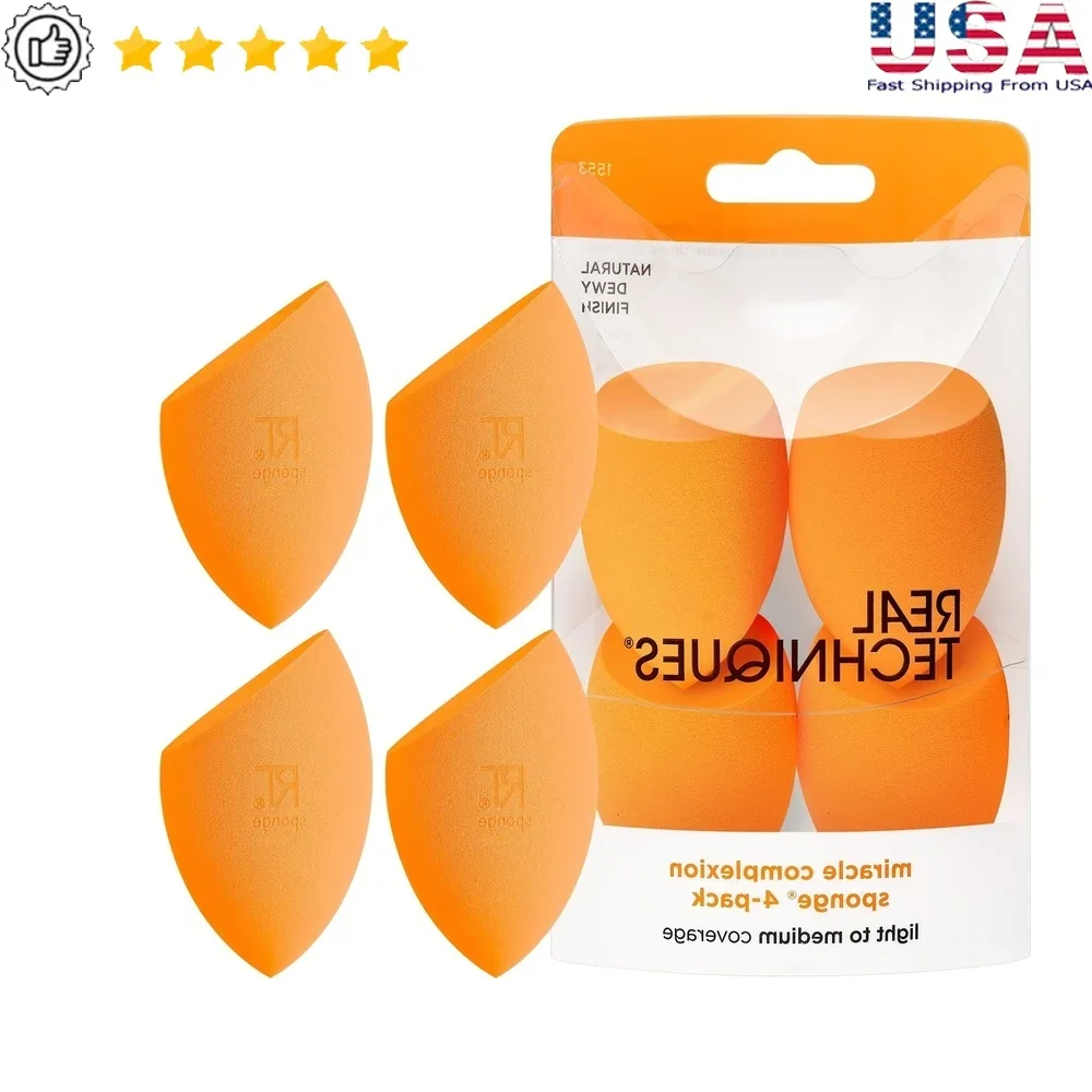 Miracle Complexion Sponges Liquid and Cream Foundation 4 Count Flawless Blending Dewy Finish Cruelty-Free Vegan Reusable Makeup