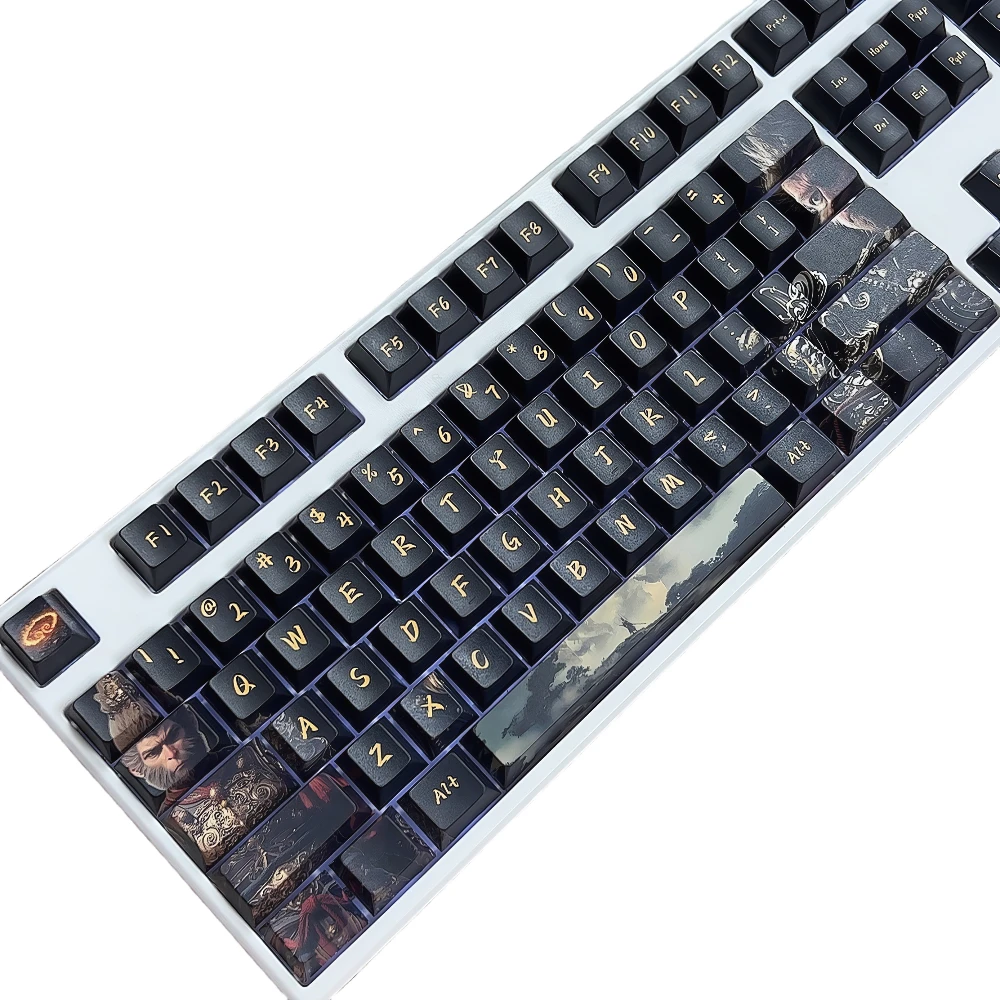 Black Myth: Wukong Keycaps Set 134keys Custom Cherry Anime Artisan Keycaps PBT Point Key Caps Mechanical Keyboard Caps Game Gift