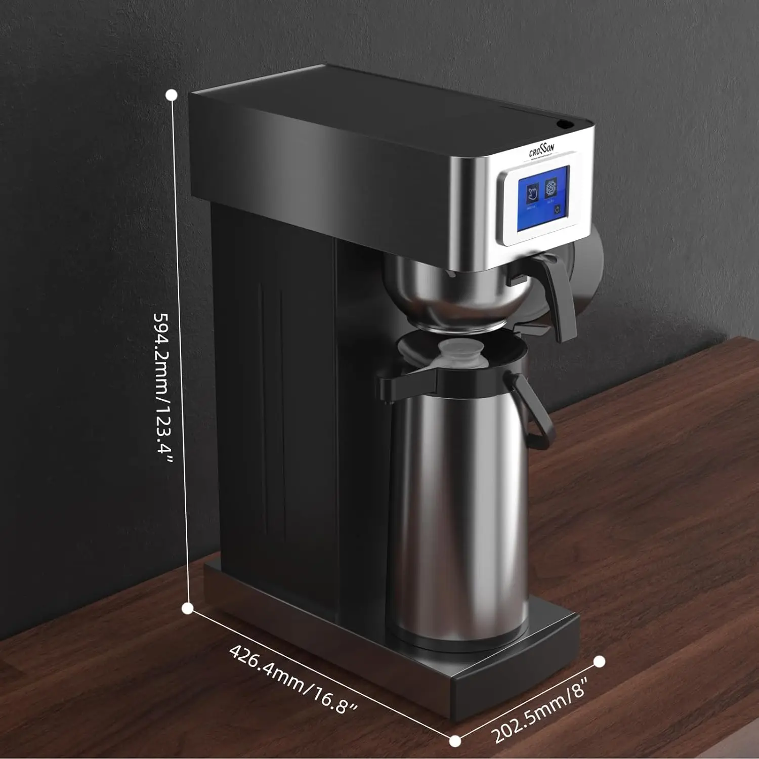 2.2L業務用エアポットコーヒーメーカー、24時間保温機能付き2.2Lサーマルエアポットコーヒーカラフェディスペンサー付きプアオーバードリップコーヒーメーカー