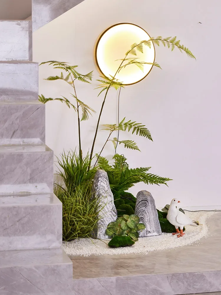 Mountain stone landscaping modern light luxury office corner simulation green plant snow wave stone ornament