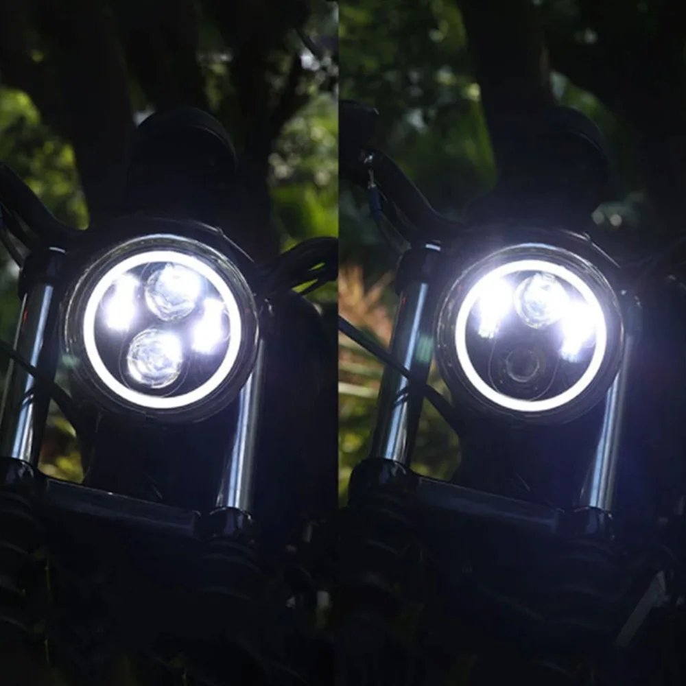 Black 5.75 Inch LED Headlight 5.75inch led DRL 50W Motorbike Headlights For harley davidson Dyna Softail Sportster High/Low Beam