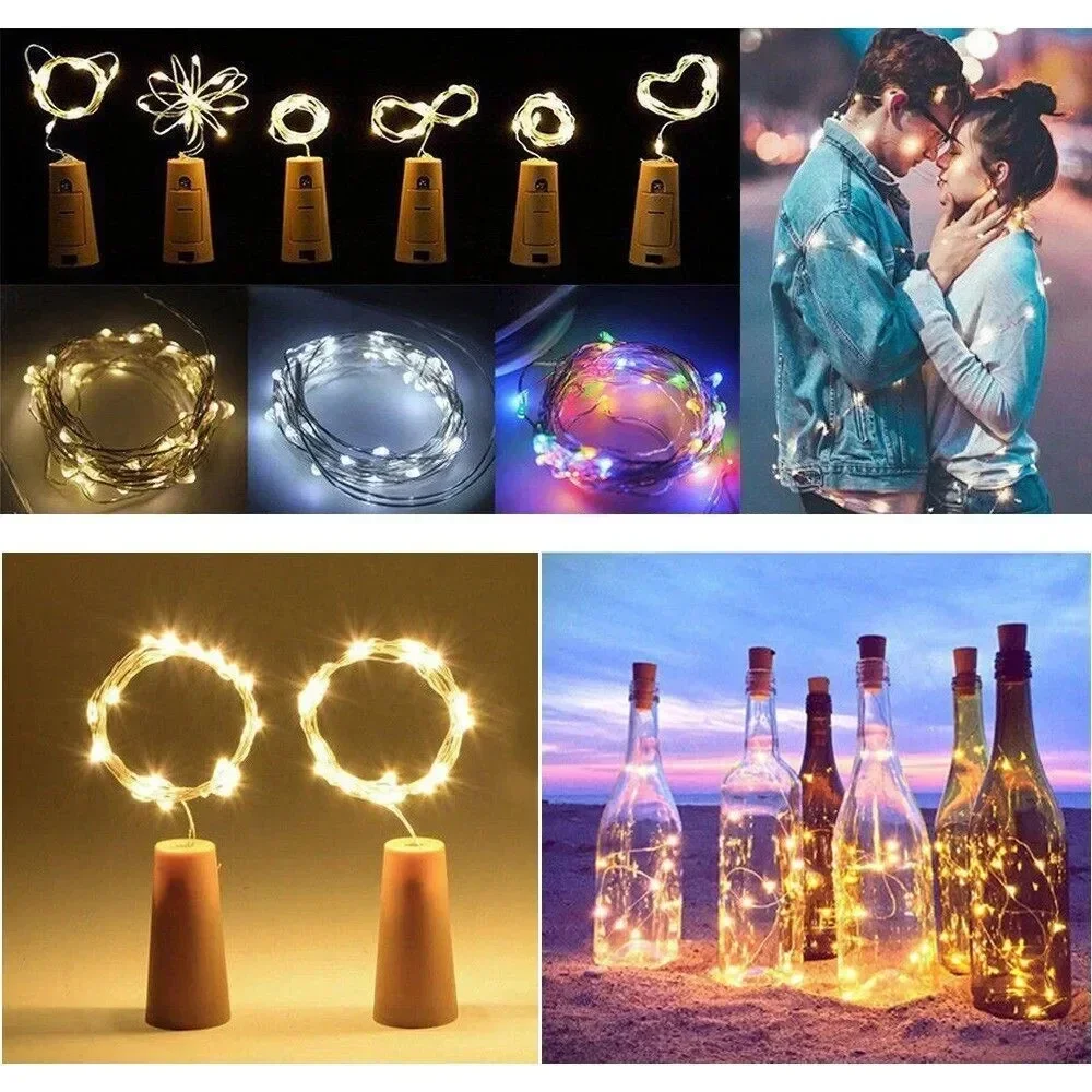 1 ชิ้น 2 เมตร 20 Led 1 เมตร 10 Led ขวด Fairy String ไฟ Cork คริสต์มาสงานแต่งงาน