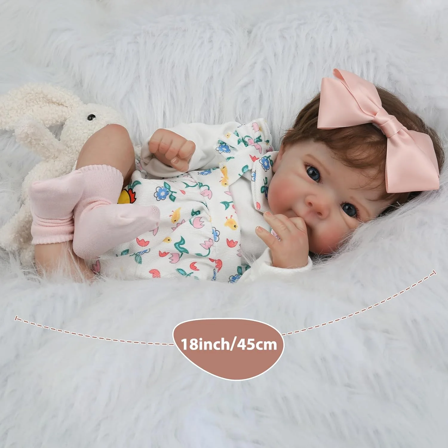 ตุ๊กตาเด็กทารกเหมือนจริง - ตุ๊กตาเด็กผู้หญิงแรกเกิดขนาด 18 นิ้ว ทำมือเหมือนจริง ตัวนุ่มเหมือนมีชีวิต พร้อมของขวัญสำหรับเด็กอายุ 3 ปีขึ้นไป