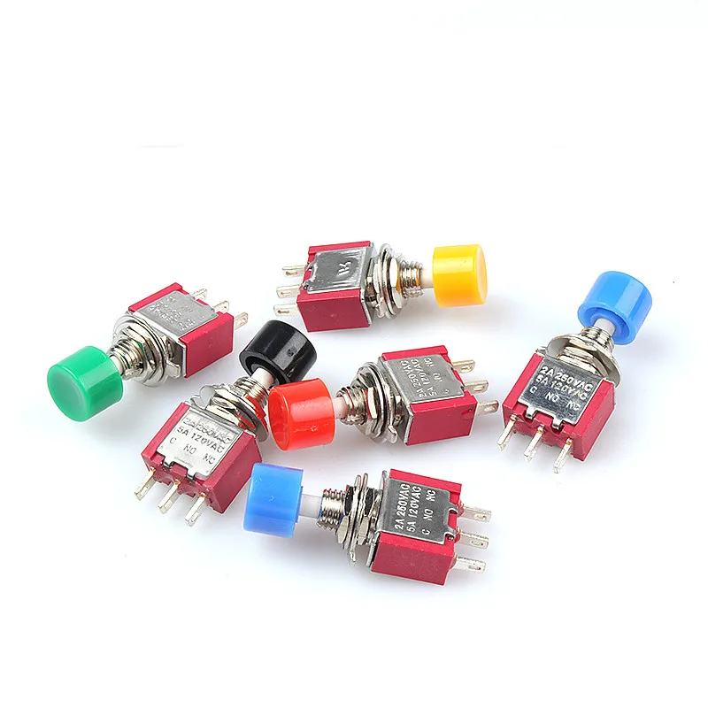 5pcs/lot DS-612 MTS-10 3Pin C-NO-NC 6mm Mini Momentary Automatic Return Push Button Switch 2A 250VAC/5A 120VAC Toggle Switches