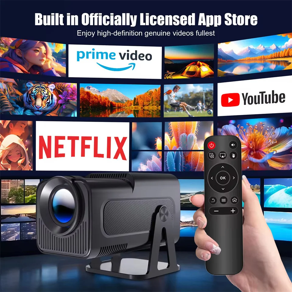 FXTech Home 4K Proyector Full HD FHD HY320 Android WiFi 3D Home Theater HY320 Proyector de haz portátil Reunión Video Reproductor de películas