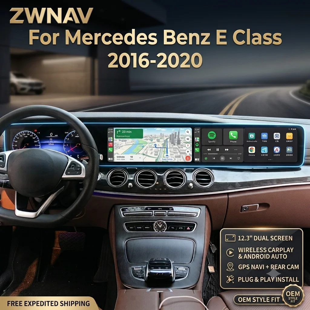 ZWNAV Android Screen For Mercedes Benz E Class 2016-2020 Car Radio LCD Digital Cluster Auto Stereo Multimedia Player Carplay