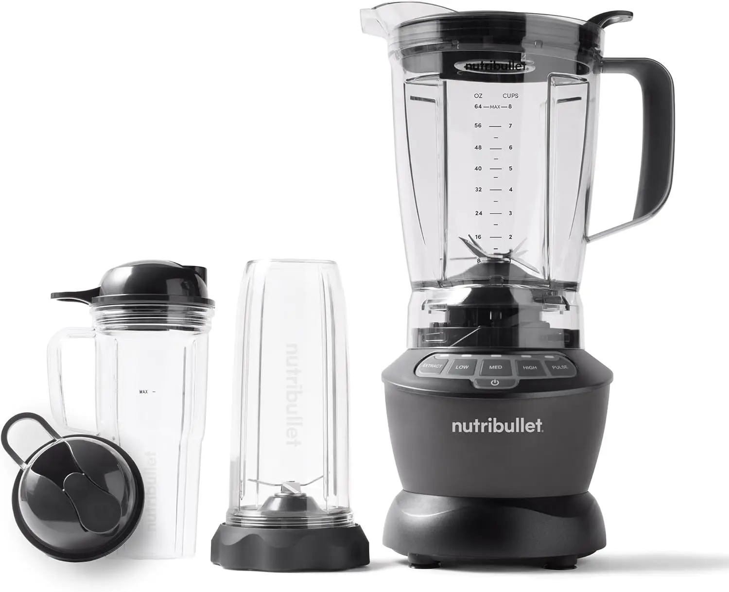 Large Capacity Blender Combo, 1200W, 64oz Pitcher & 32oz Single-Serve Cup, Extractor Blade, 3 Speeds with Pulse, for Smoothies,