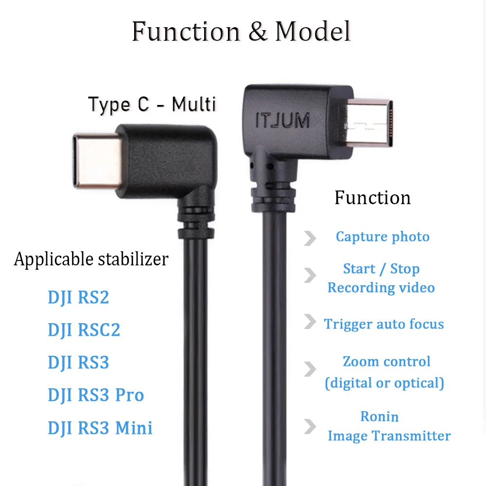 Kabel kontrol penstabil mini, DJI RS2 RSC2 RS3 RS4 RS3 kompatibel dengan kamera Sony A1 A9 A6100 A6500 A7M2 A7S3 FX3 A7S2 ZV-1