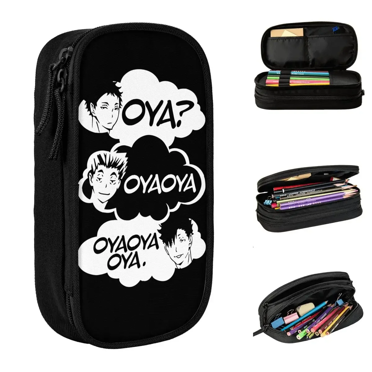 Oya Oya Oya! Pencil Cases Classic Haikyuus Anime Bokuto Volleyball Pen Holder Bag Large Storage Students School Gift Pencilcases