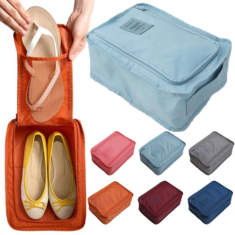 Portable Shoe Storage Bag Nylon folding Dustproof Multifunction Bags Shoes Clothes Organizer Travel Outdoor Storage Tote Case