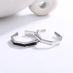 925 Sterling Silver Linetype Black White Adjustable Rings For Women Engagement Luxury Designer Jewelry Accessories