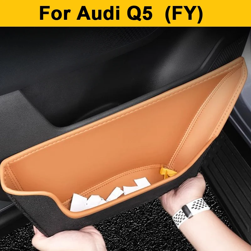 

For Audi Q5 TFSI Sportback FY 2020-2024 2025 Car Door Slot Storage Box Cover Leather Glove Box Protective Pad Barrel Accessories