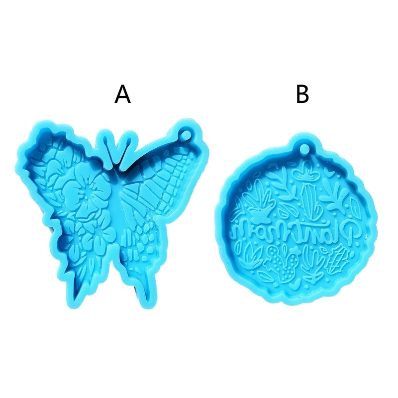 Stampo portachiavi in ​​silicone per stampo per colata epossidica con pendente a farfalla con per D