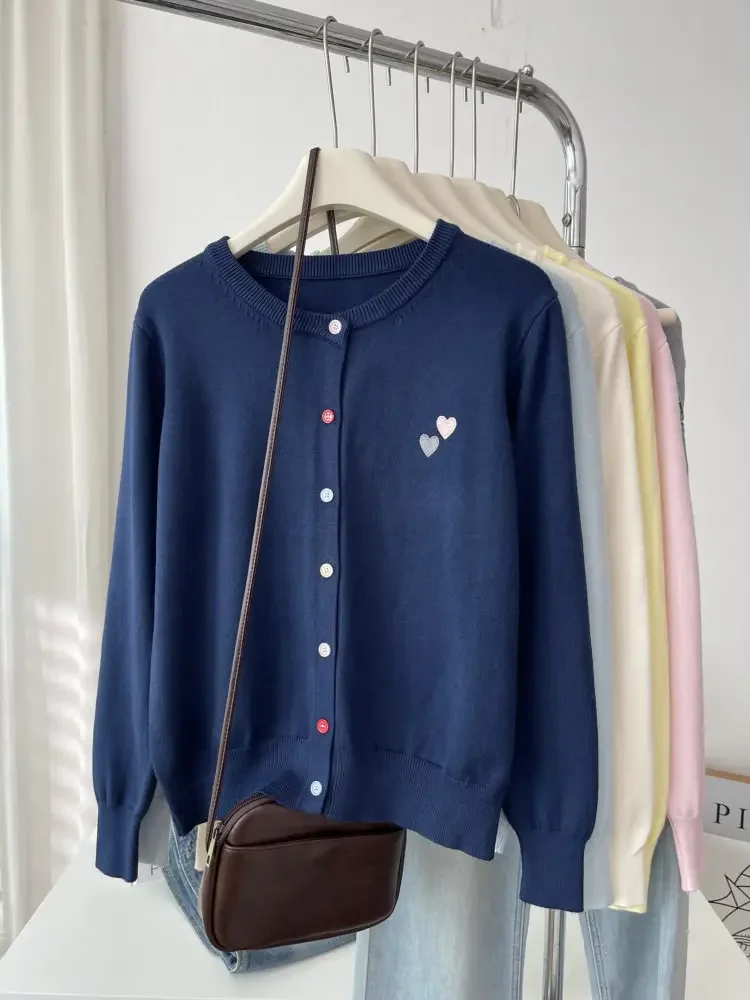 Fashion Versatile Women Sweater 2026 Autumn Winter Elegant Embroidered Women Knit Cardigan Long Sleeve Unique Colorful Buttons