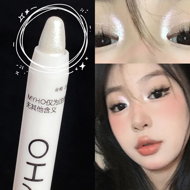 Matte White Lying Silkworm Highlighter Pen Eyes Corner Brightening Pearl High-gloss Eyeliner Waterproof Glitter Eyeshadow Stick