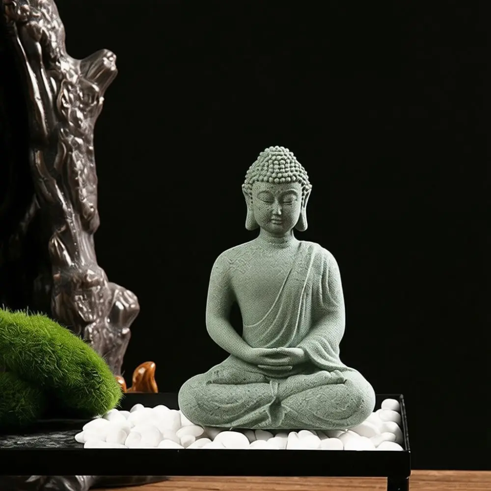 Decorative Sandstone Buddha Statue Zen Ornament Home Office Desktop Aquarium Landscaping New Chinese Style Art Crafts