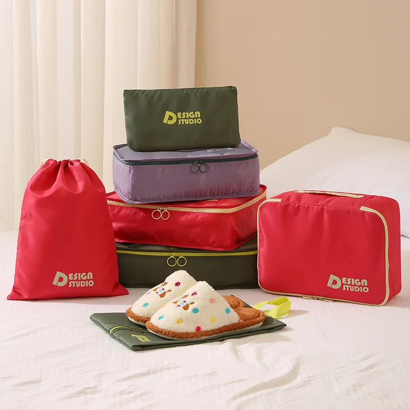 Набор дорожных сумок из 7 предметов, утолщенная сумка-органайзер, многофункциональная портативная сумка-органайзер для багажа, водонепроницаемый чемодан, упаковочные кубики