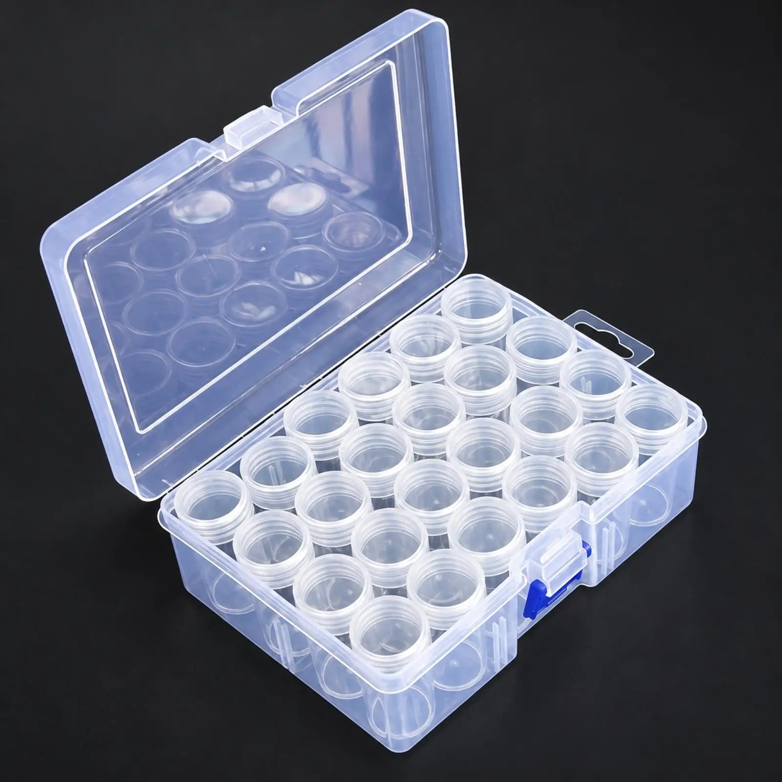 Stackable Plastic Organizer Box with Screw Top Jars for Beads Sequins and Small Loose Parts Storage
