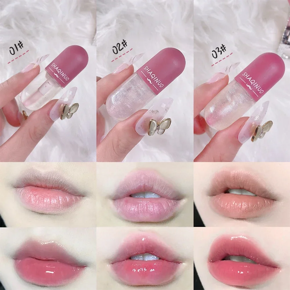 Mini Capsule Jelly Lip Gloss Color Change Glitter Lip Glaze Waterproof Long Lasting Moisturizing Lip Oil Lips Makeup Cosmetics