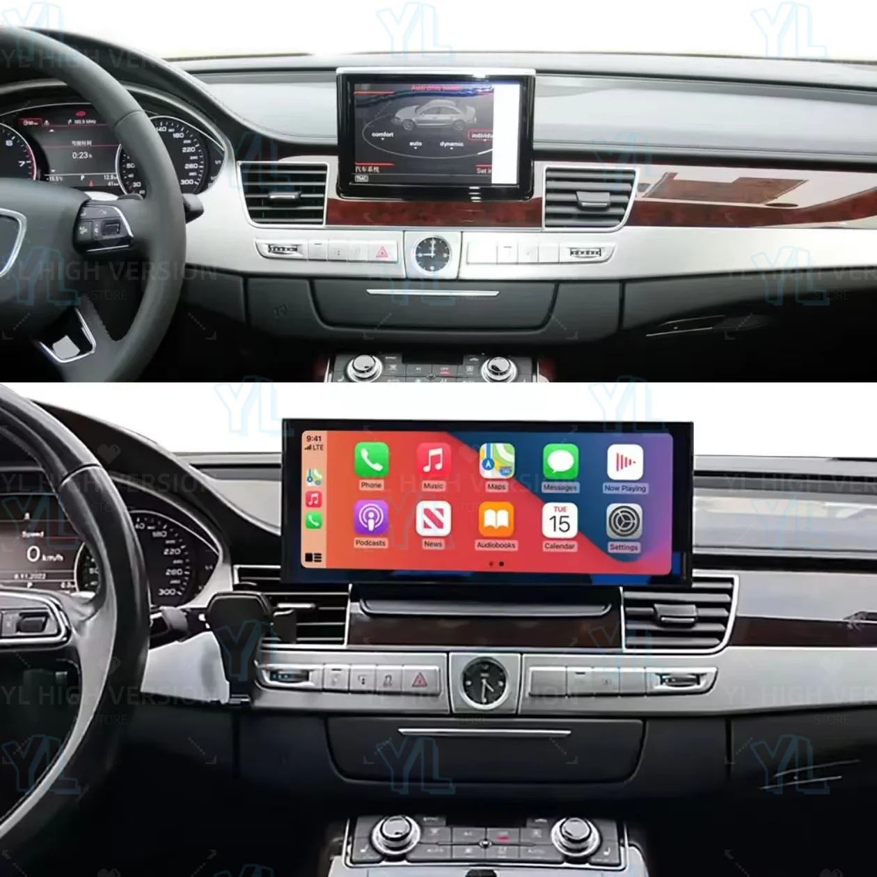 yf 12.3 inch Touch Screen For Audi A8 S8 D4 3G 2010-2017 Android13 GPS WIFI 4G Wireless Carplay Car Multimedia Player Head Unit