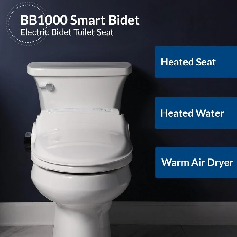 مقعد مرحاض بيديت كهربائي BB1000، ماء دافئ مع مجفف هواء، مقعد ساخن مع غطاء إغلاق بطيء، جهاز تحكم عن بعد #4
