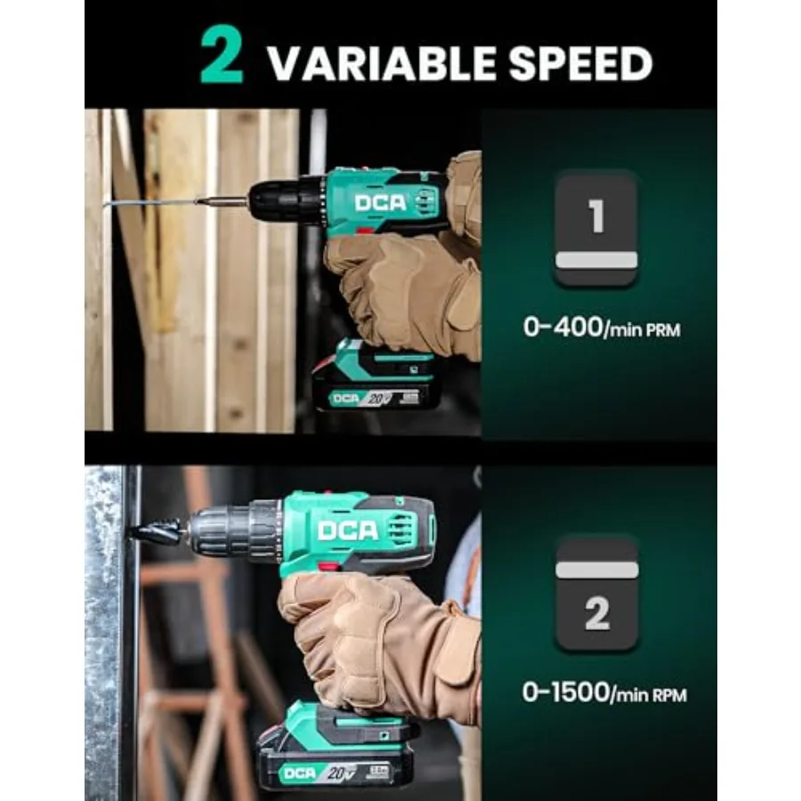 336 inlbs 토크와 3/8 무키 척이 있는 무선 드릴 세트 DIY 홈 프로젝트용 전동 드릴 2.0Ah 배터리 포함