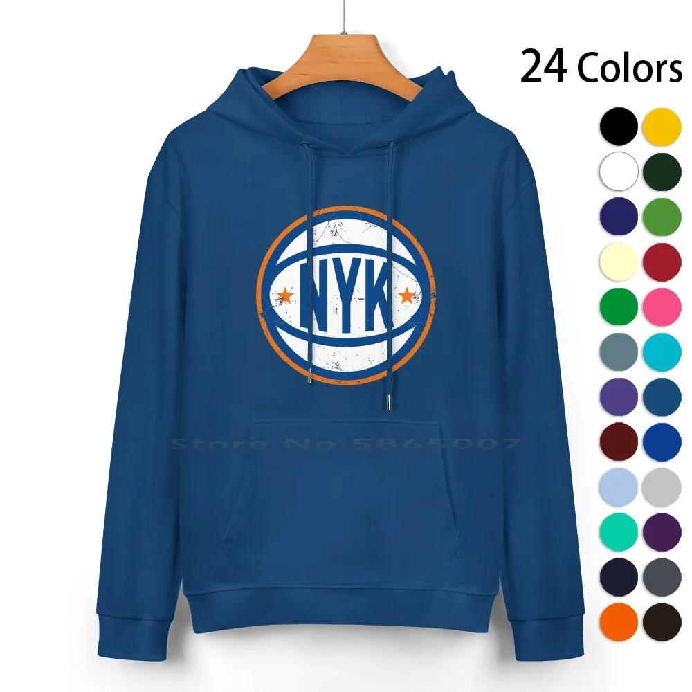 Nyk Retro Ball-Blue Pure Cotton Hoodie Sweater 24 Colors Nyc Nyk Vintage Retro Kevin Knox Ewing Knicks Knickerbockers Rj