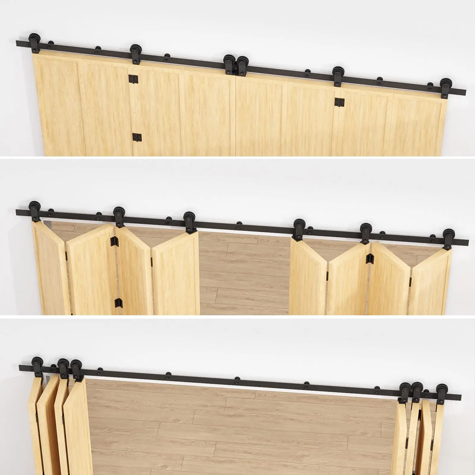 Imagem -05 - Ccjh-bi-folding Barn Door Hardware Track Kit Adequado para Painéis de Portas Novo Estilo Acordeão Fácil Instalação Porta Não Incluída